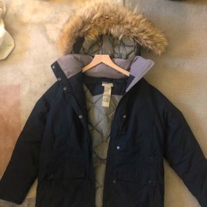 LL Bean Maine Parka with real fur hood- small